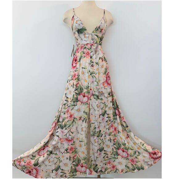 Maaji Spring Garden Eva Long Maxi Dress Floral Botanical Tropical M NWT - Picture 2 of 13